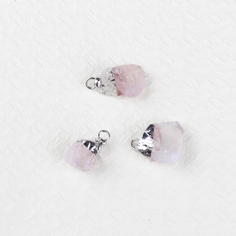 Natural Amethyst Rock Sier Gilded Hemming Irregular Pendants