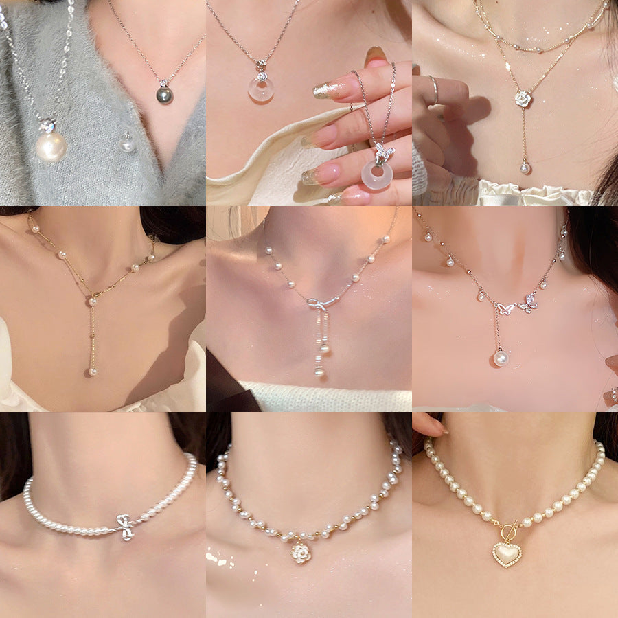 Women's Design High-grade Light Luxury Clavicle Chain Bow Pendants