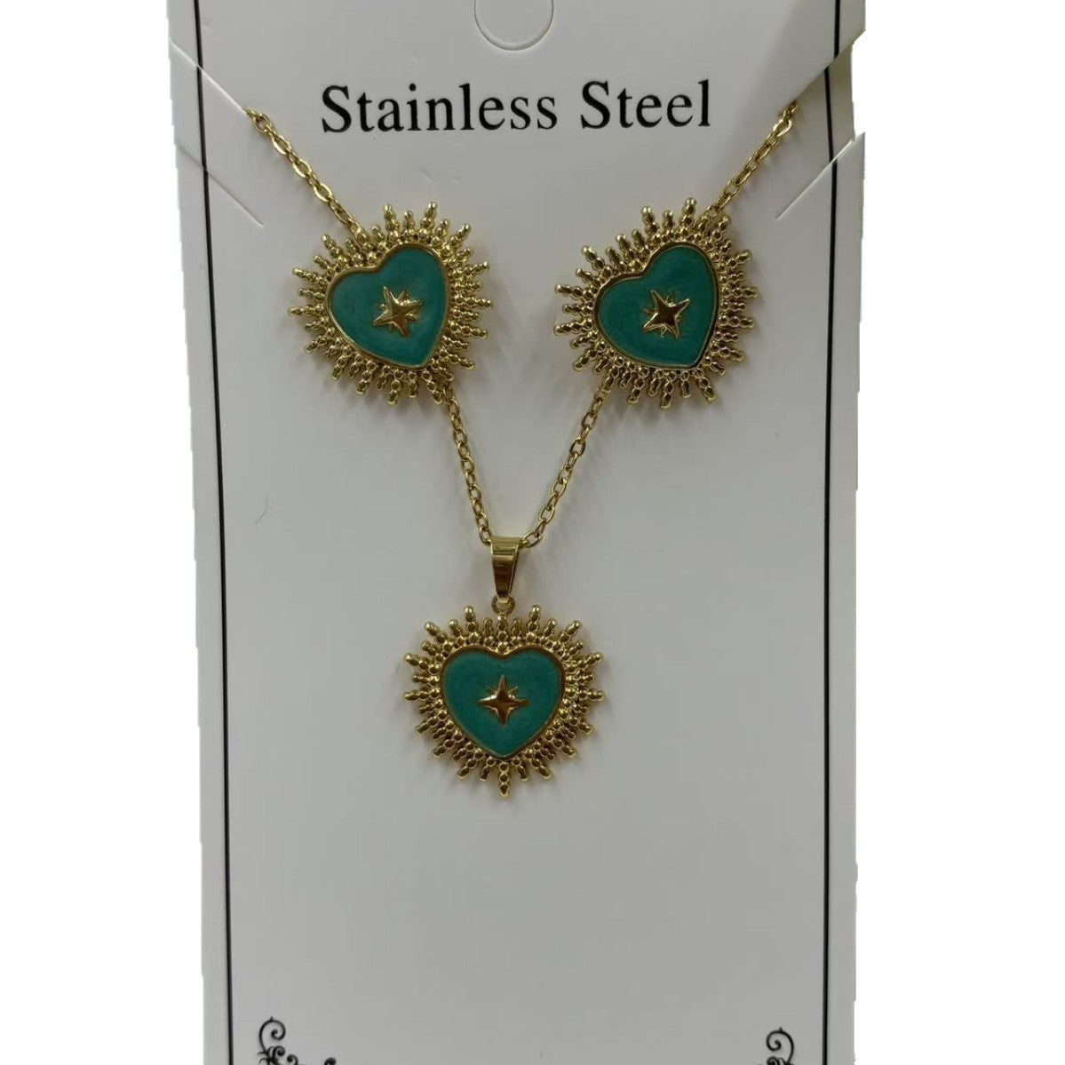 Women's Drop Peach Heart Stainless Steel Gold Earrings