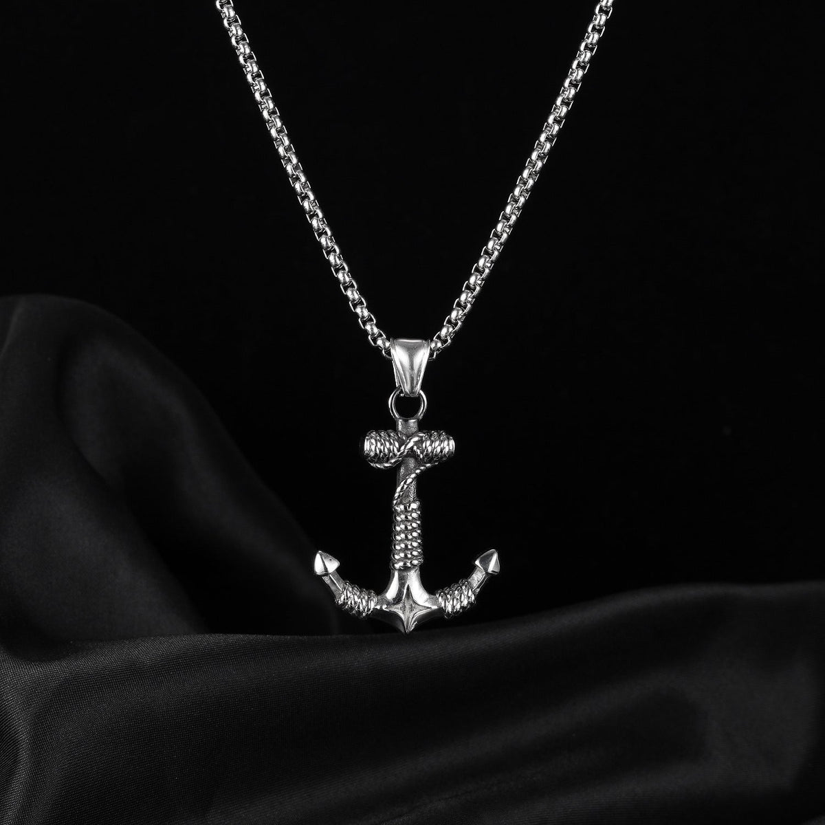 Men's Viking Boat Anchor Titanium Steel Vintage Stainless Necklace