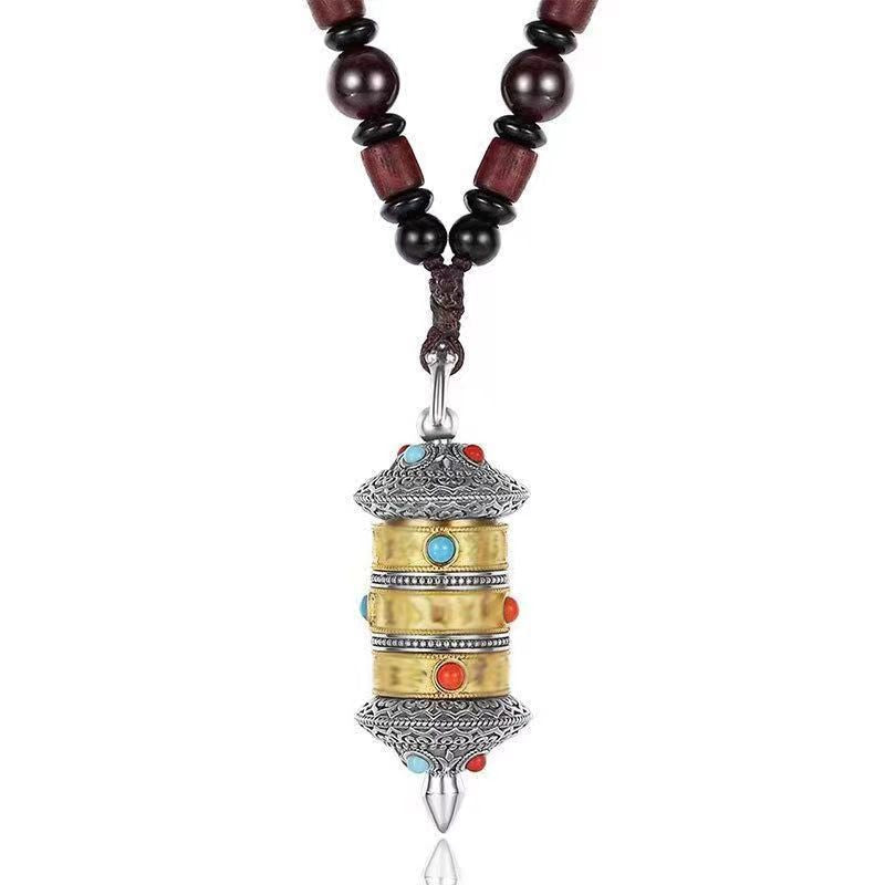 Women's Rotatable Tibetan Lotus Retro Style Advanced Pendant