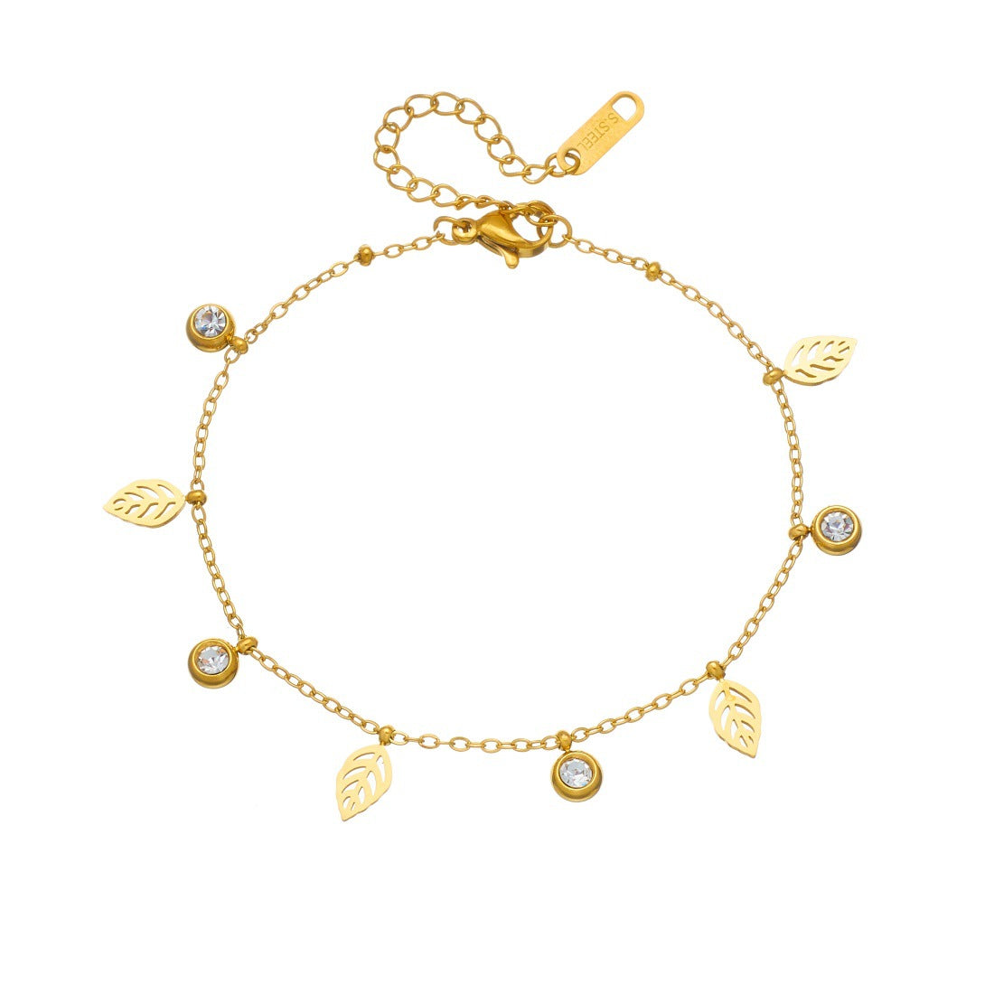 Fashion Simple Gold-plated Diamond Round Hollow Bracelet