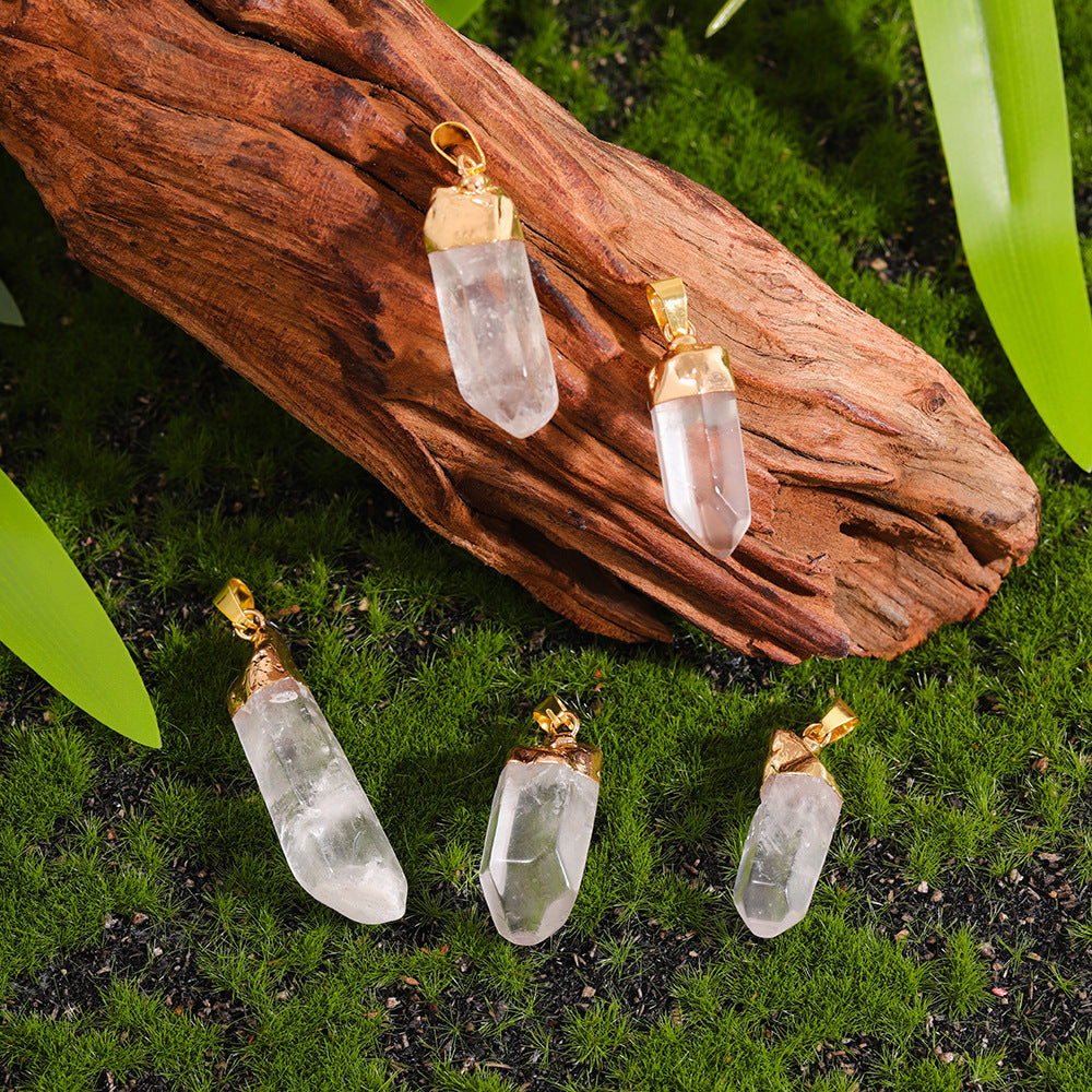 Natural Transparent Crystal Cluster Irregular Rough Stone Tower Sweet Cool Pendant