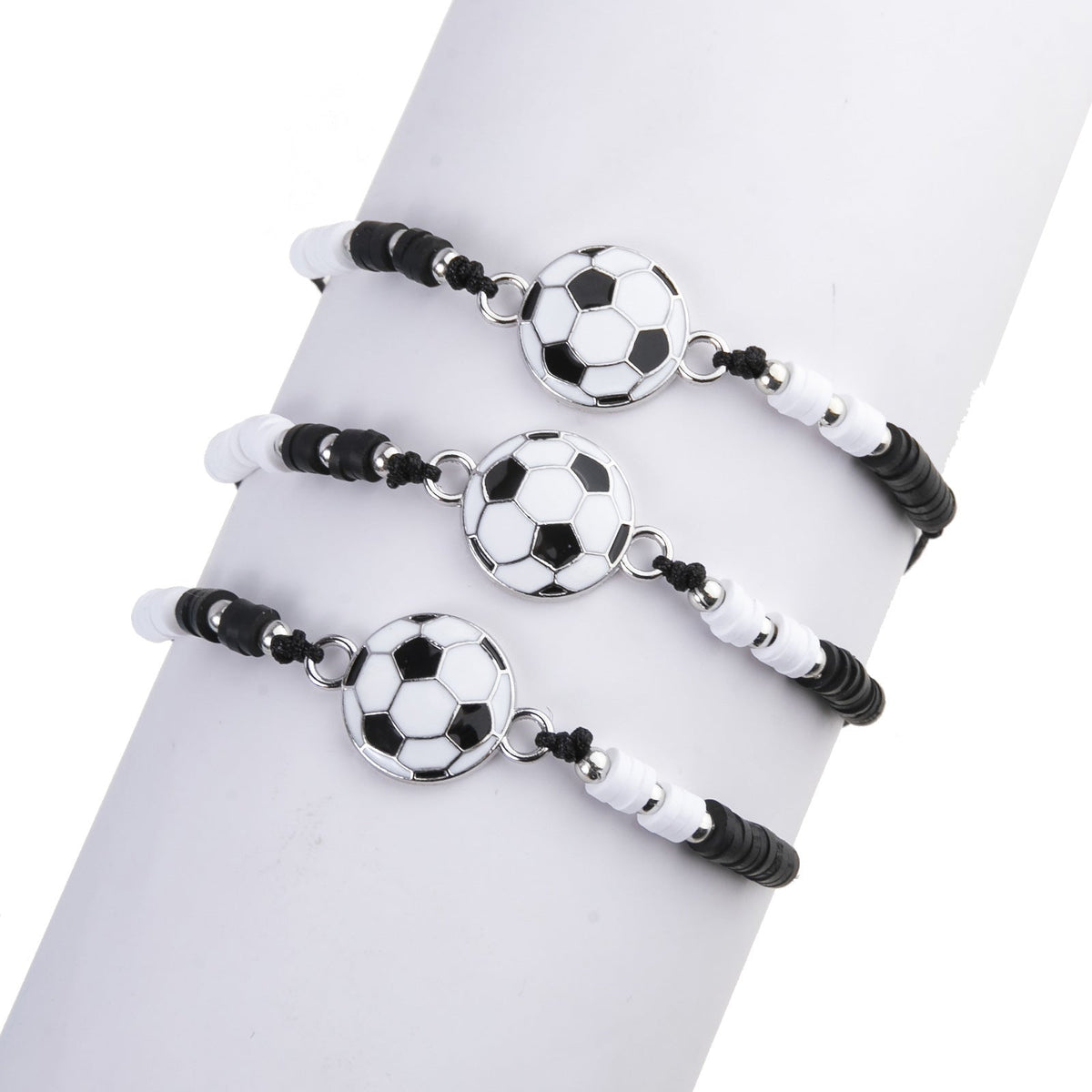 Black White Personalized Sports Football Woven Handmade Bracelet