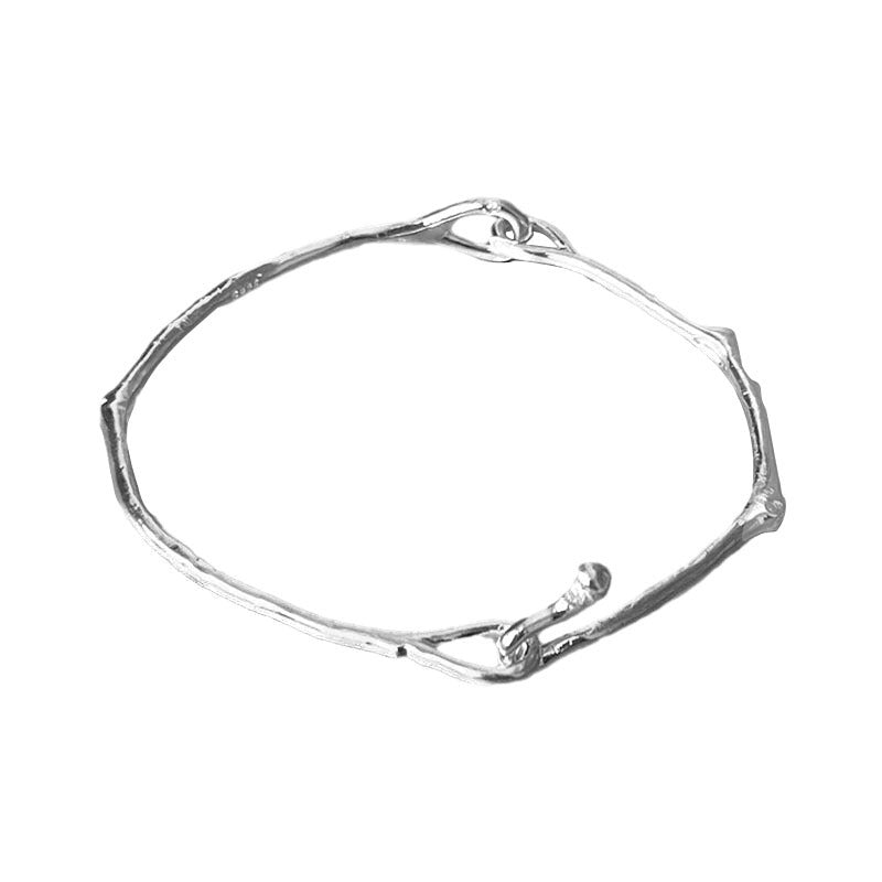 Sterling Sier Irregular Branch Female Minority Simple Glossy Bracelets