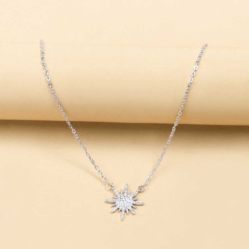 Women's Gold Apollo Light Sun Choker Neck Sweater Necklaces
