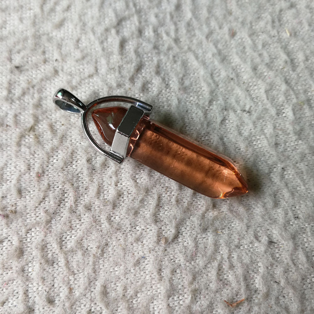 Stone Crystal Agate Bullet Hexagon Prism Pendant