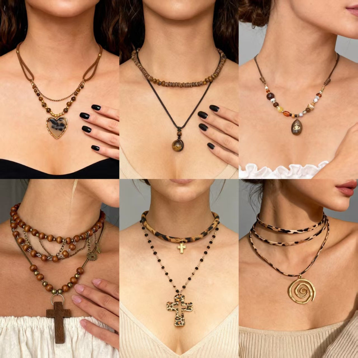 Style Vintage Brown Fashion Design Exaggerated Exquisite Necklace