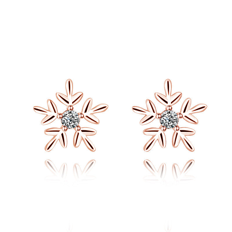 Stylish Graceful Simple Snowflake Ear Female Mori Sweet Stud Earrings
