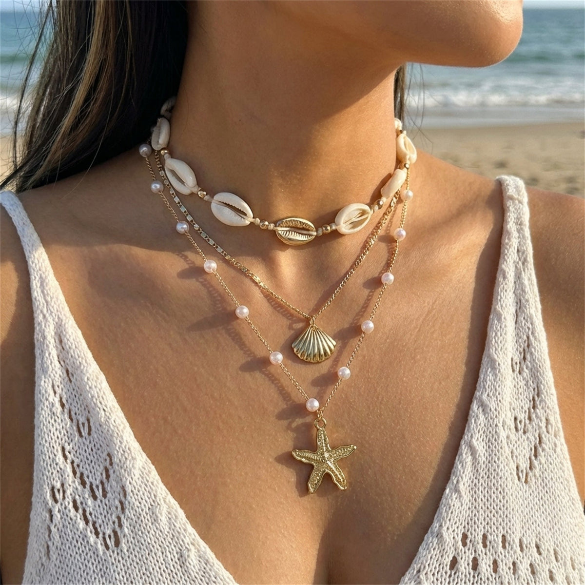 Ocean Wind Beach Shell Conch Collarbone Necklace