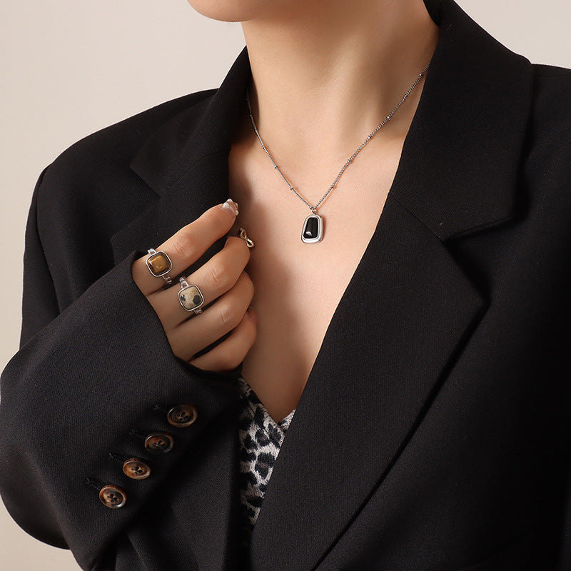 Women's Exaggerated Colorful Opal Design Fashion Titanium Jewelry Set