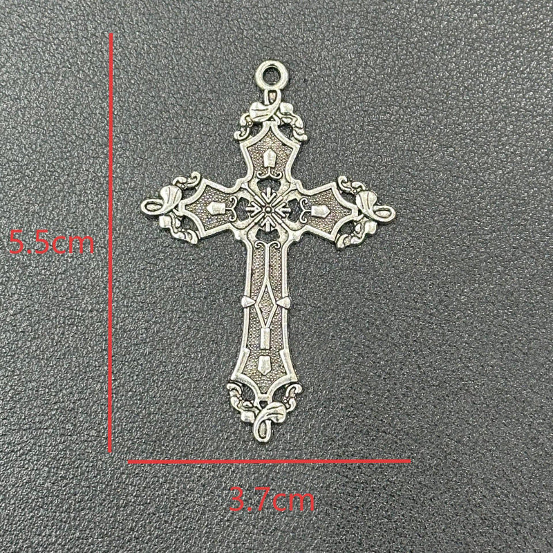 Men's Retro Antique Sier Ancient Rattan Pattern Cross Clothing Pendant