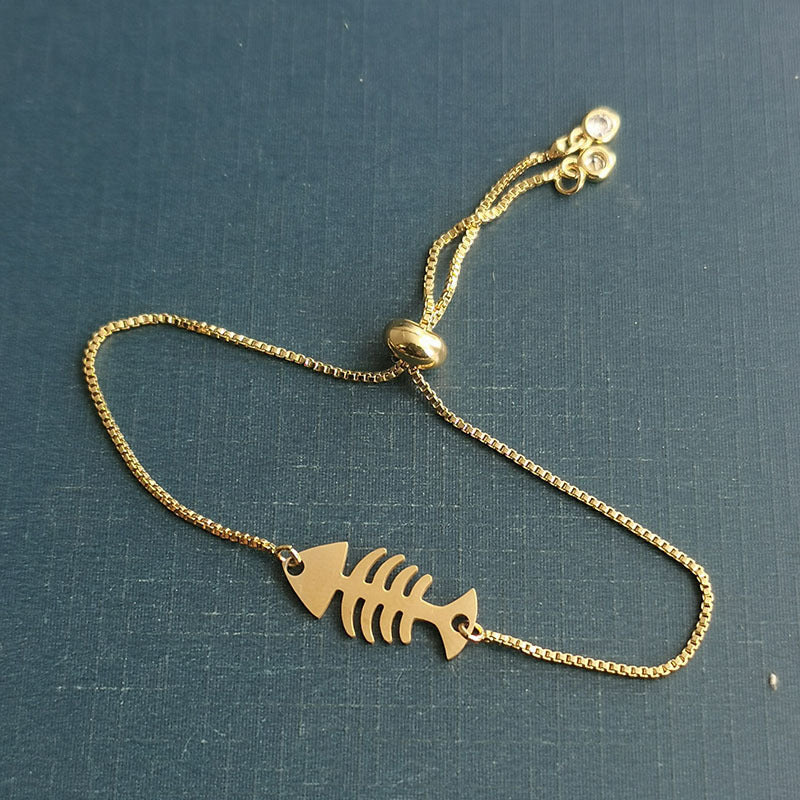 Fishbone Titanium Steel Stainless Double-sided Finishing Pendant