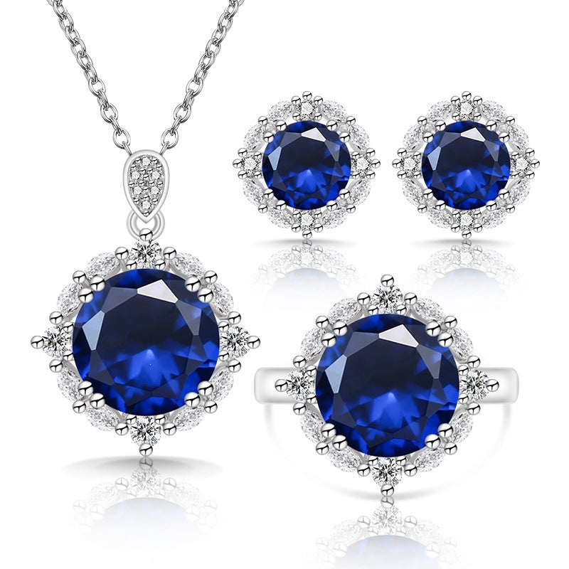 Women's Live Broadcast Colored Gems Luxury Gemstone Jewelry Set