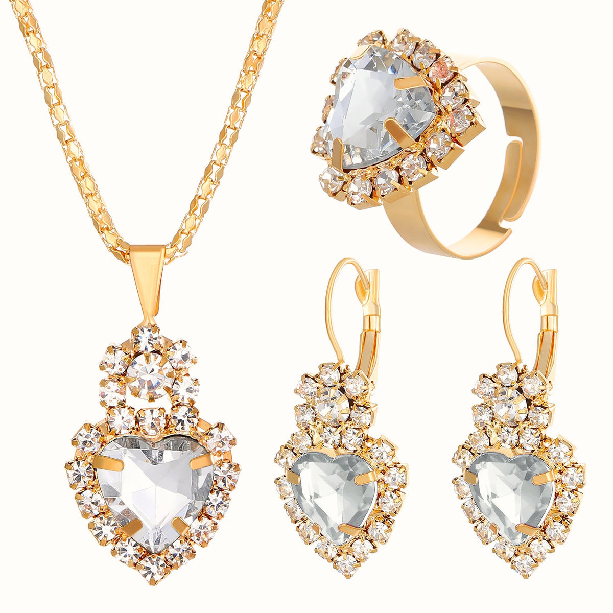 Personality Heart Shape Rhinestone Shiny Bride Necklaces
