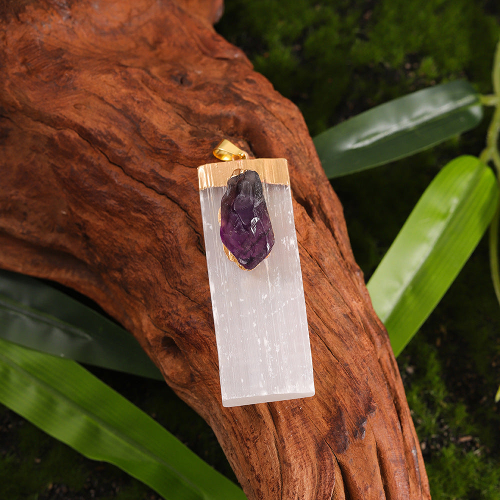 Square Model White Plaster Inlaid Crystal Pendant