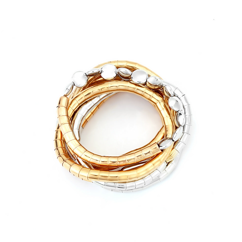 Design Metal Color Contrast Patchwork Twin Light Luxury Irregular Beaded Bracelets