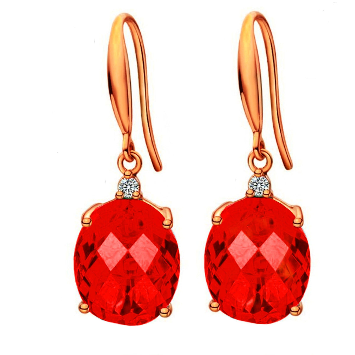 Live Ruby Eardrops Luxury Red Diamond Jewelry Set