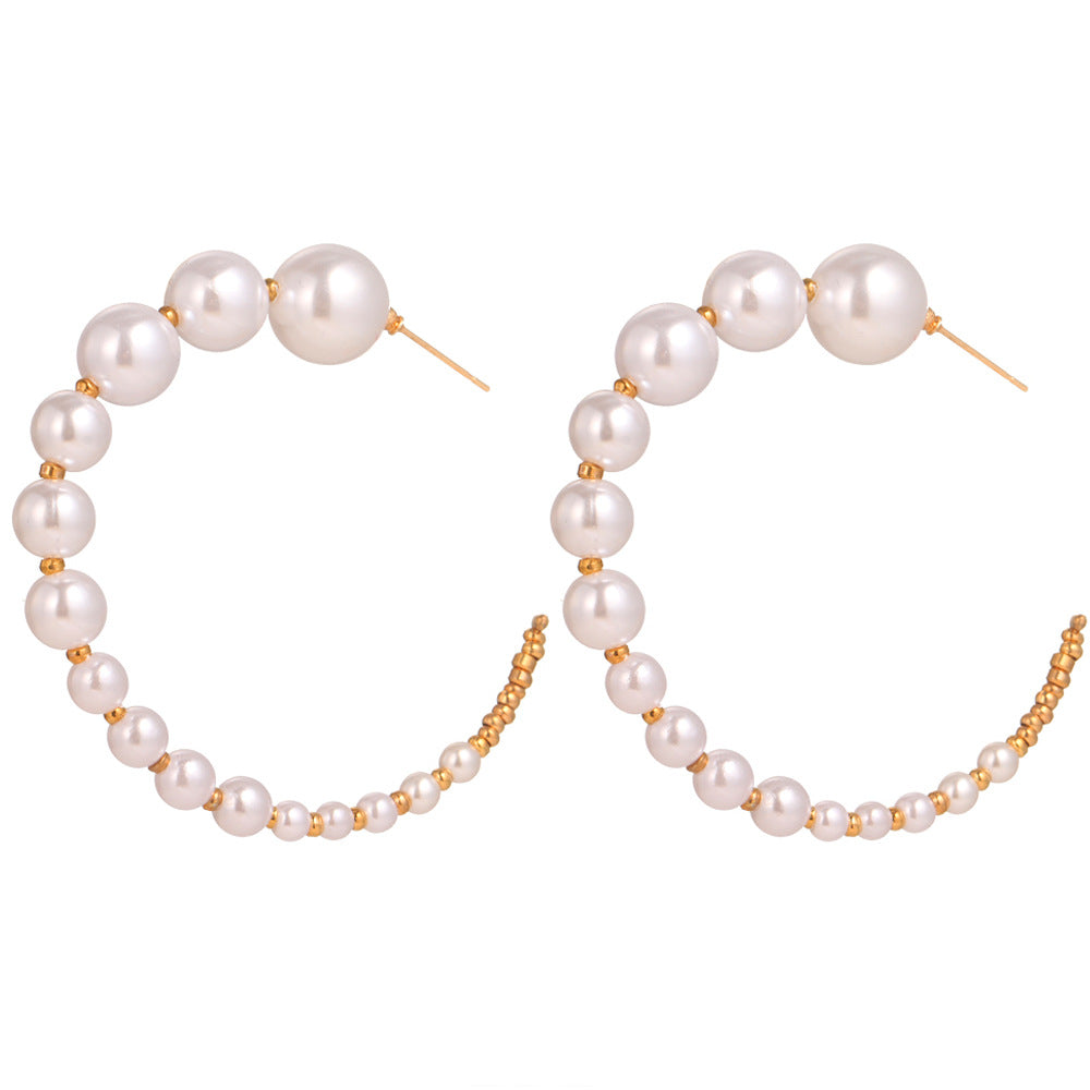 Charming Trendy Irregular Geometric Pearl Eardrop Earrings