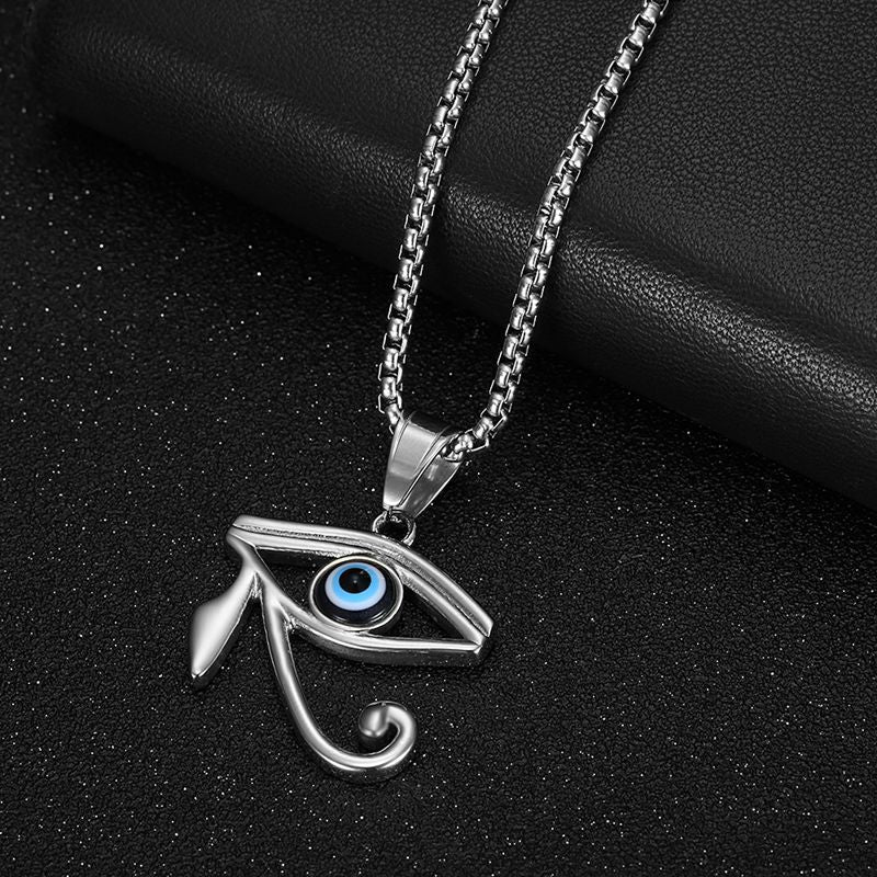 Horus Titanium Steel Gold Plated Turkey Blue Pendants
