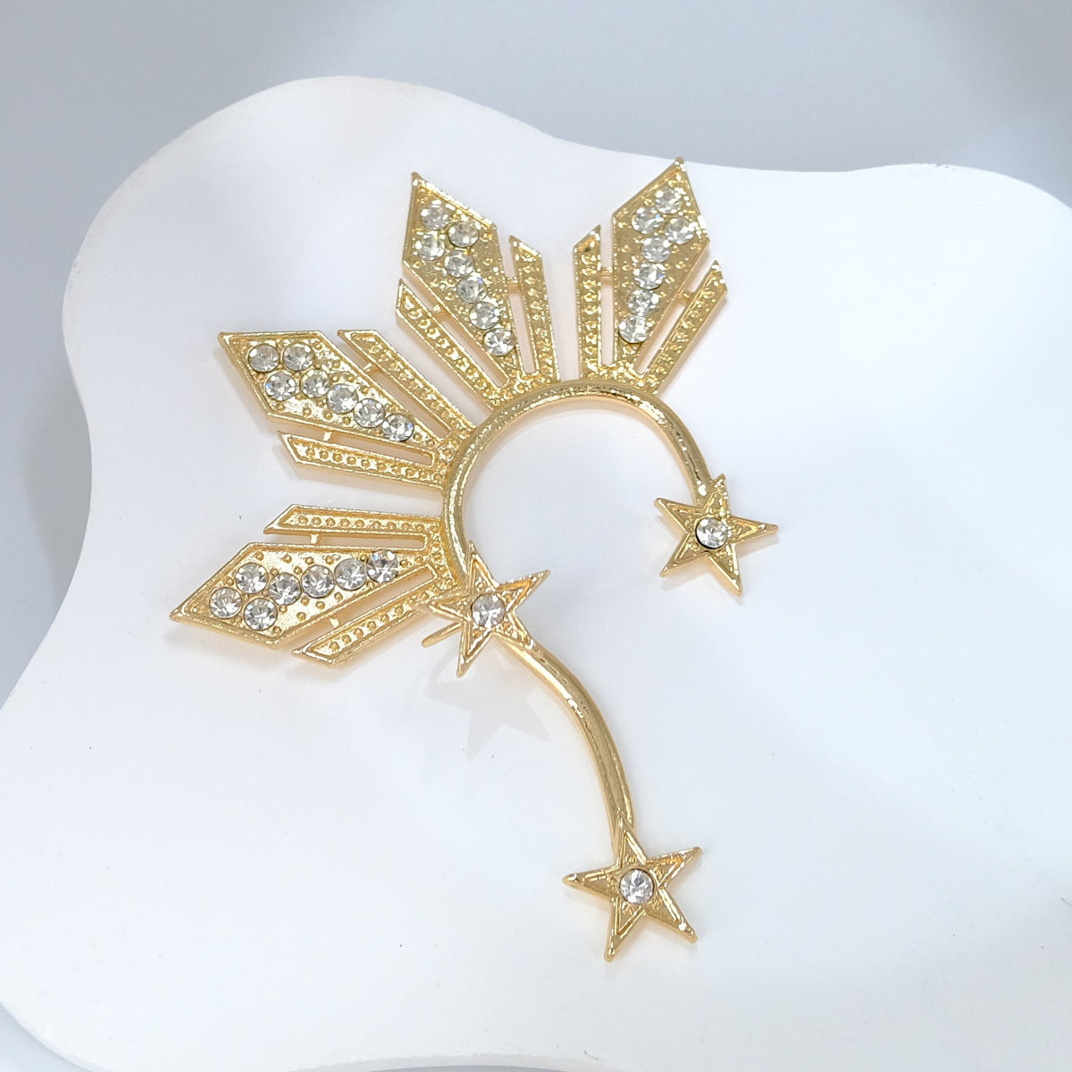 Grandeur Personality Creative Diamond Golden Five-pointed Ear Clip