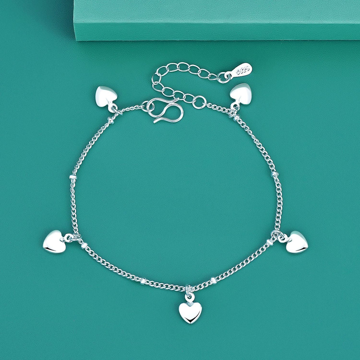 Women's Sier-plated Hand Creative Fashion Heart-to-heart Rhinestone Bracelets
