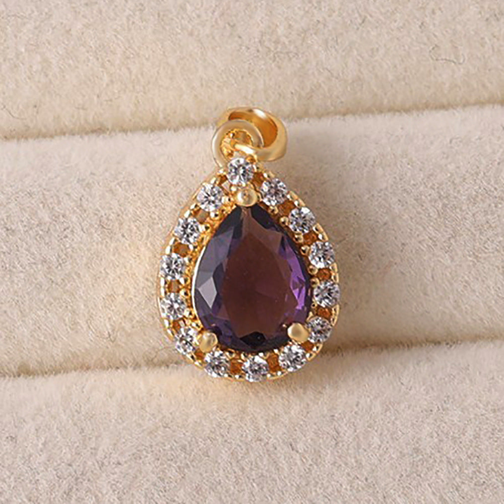 Women's Luxury Electroplated Water Drop Gold Inlaid Diamond In The Debris Pendants