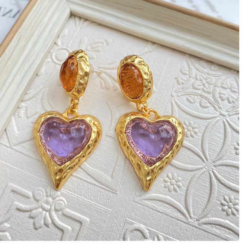 Lava Colored Glaze Love Eardrops Macaron Stud Earrings