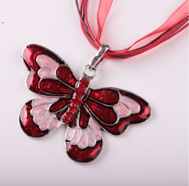 Butterfly Colorful Drip Ribbon Personality Fashion Necklaces