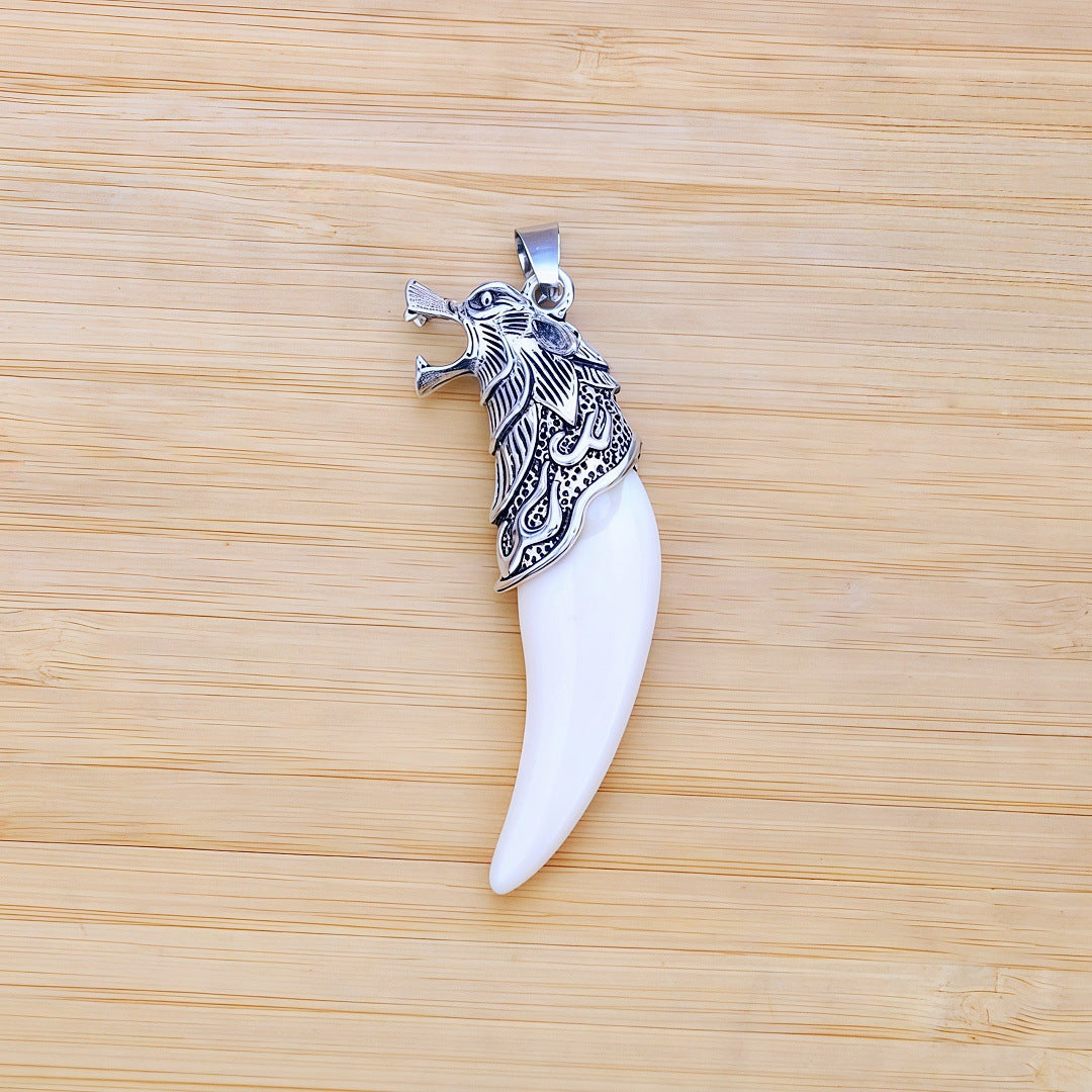 Men's Retro Tibetan Sier Simulation Dog Teeth Pendant