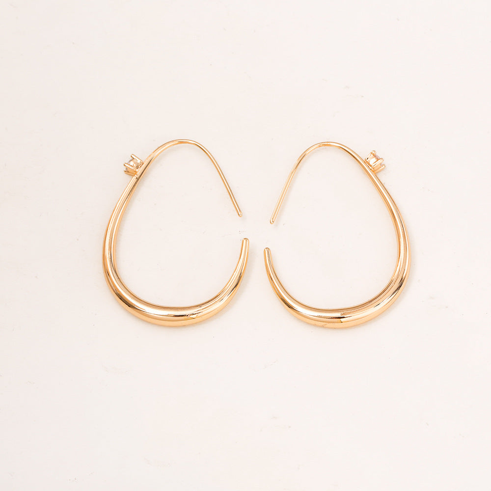 Simple Zircon Ear Hook Copper Plated Gold High-grade Earrings