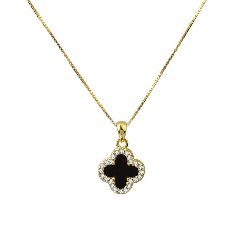Women's Clover Titanium Steel Double-sided Design Clavicle Necklaces