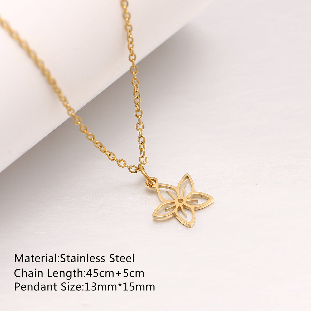 Women's Steel Simple Butterfly Clover Lucky Lotus Mushroom Clavicle Chain Color Necklace