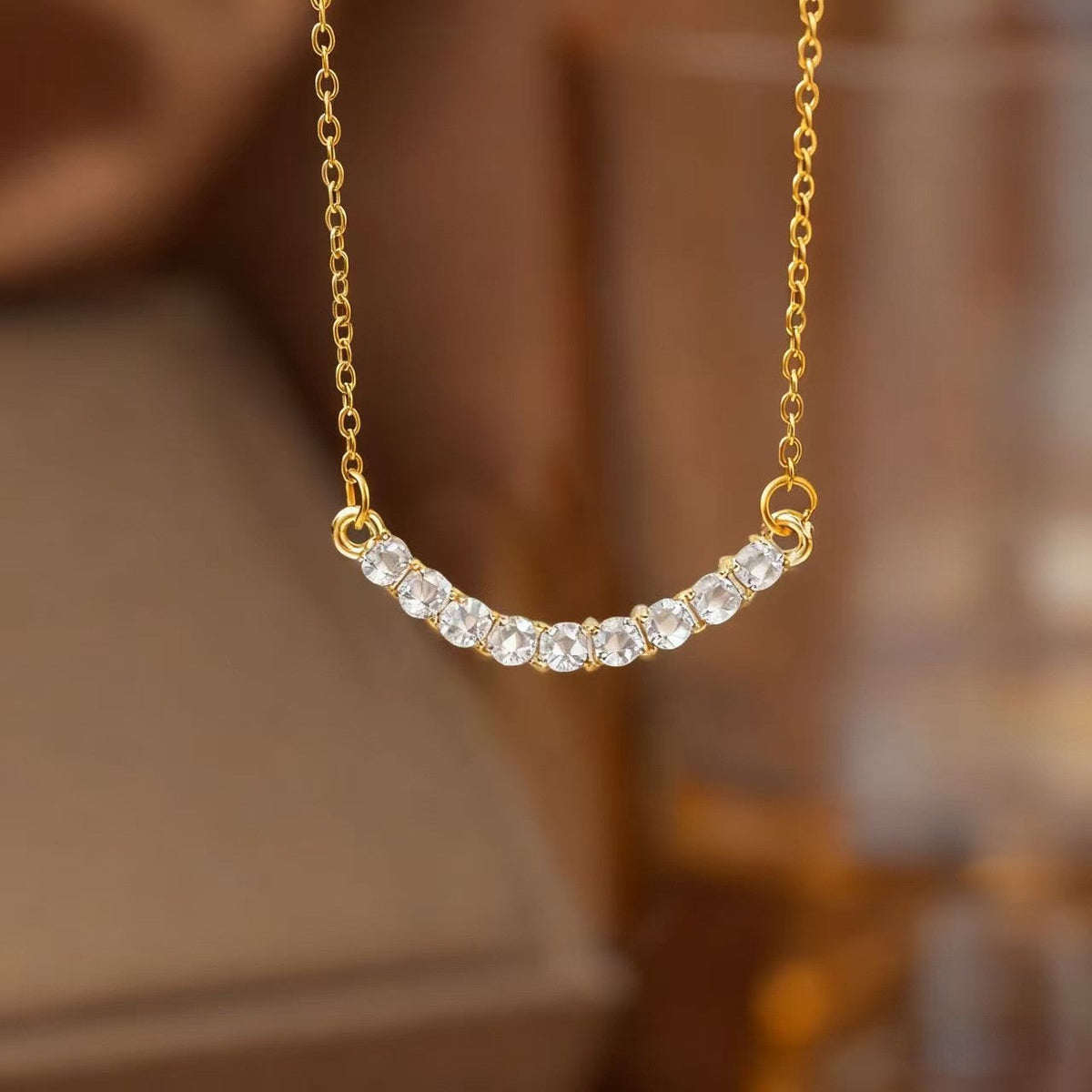 Steel Female Micro Inlaid Pink Diamond Necklace
