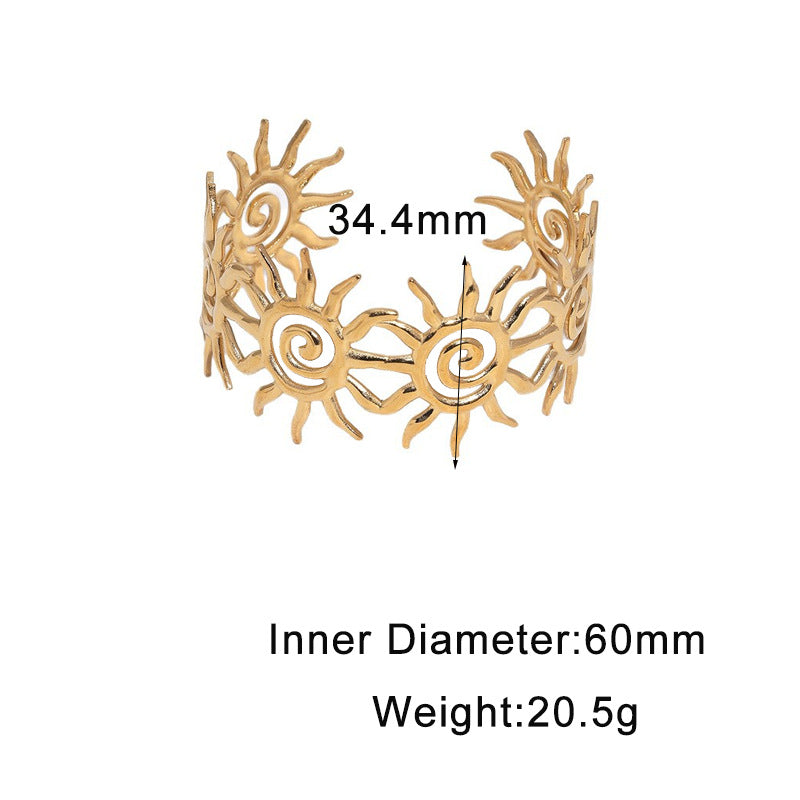 Steel Open Sun Spiral Personality Design Light Luxury High-grade Gold-plated Bracelet