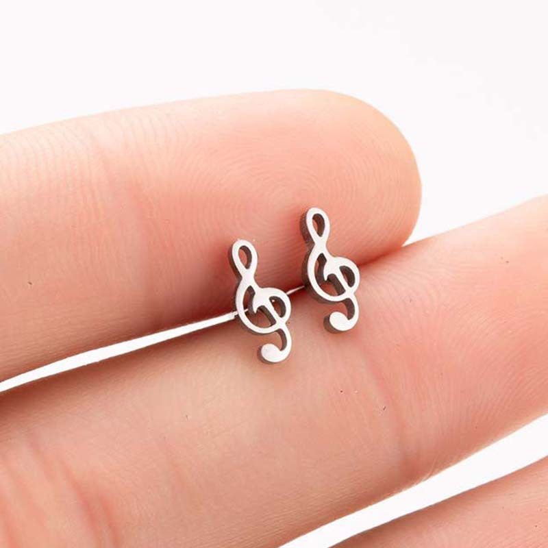Fashion Note Ear Stainless Steel Girlfriends Music Earrings