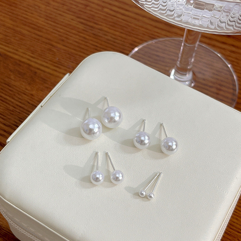 Sier Needle Korean Style Elegant Simple Pearl Fashion Stud Earrings