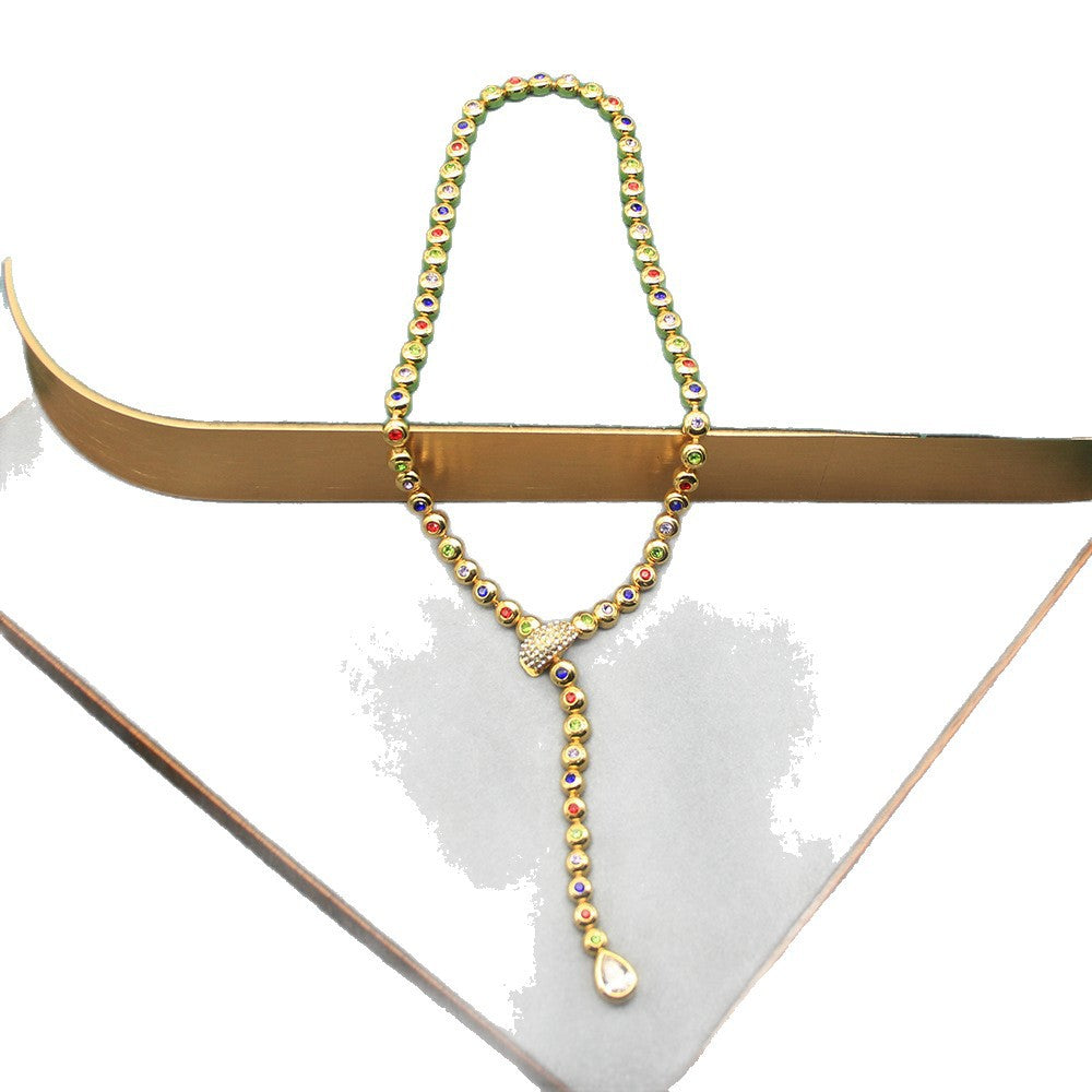 Entry Lux Elegant Personality Design Colorful Crystals Snake Refined Jewelry Set