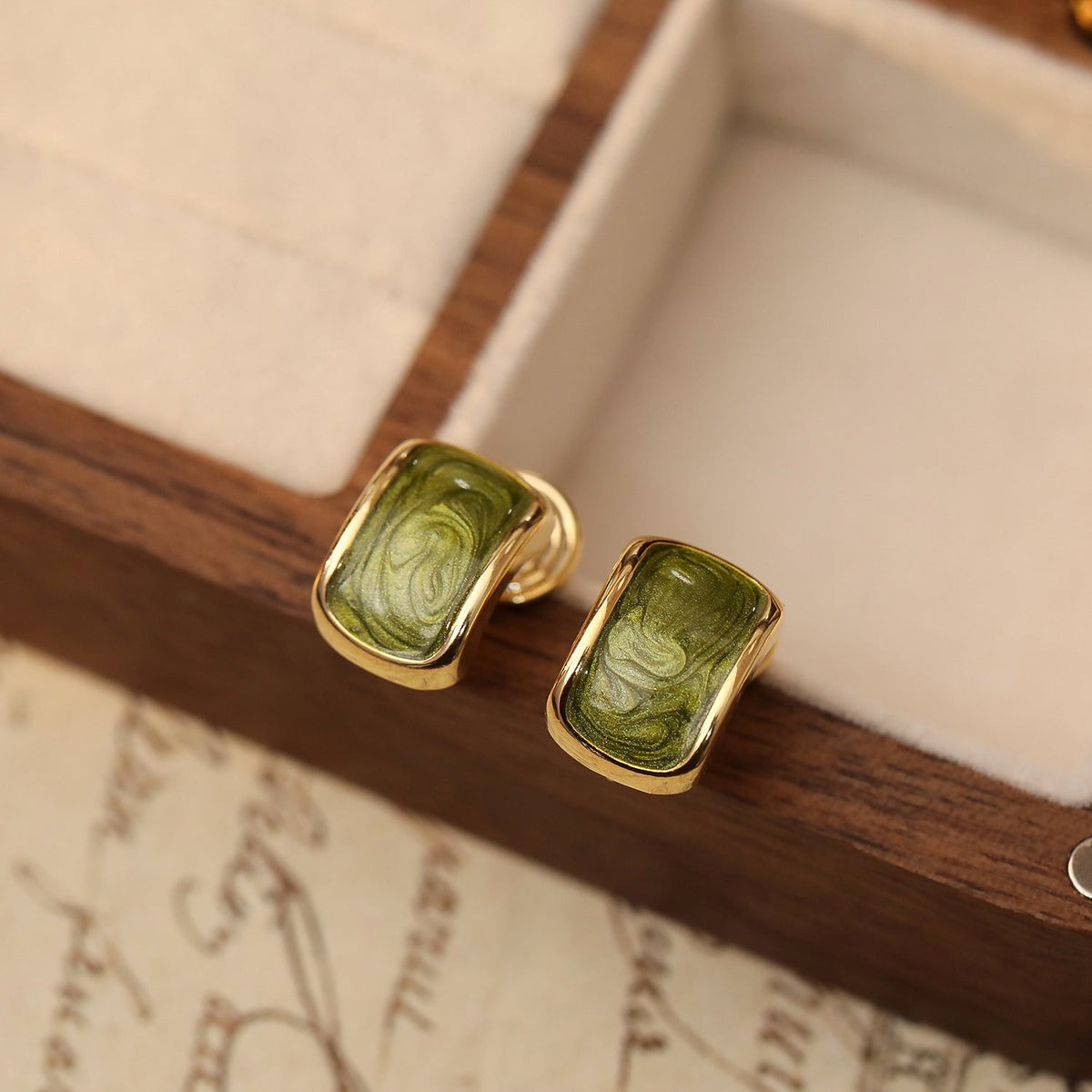 Pearlescent Mosquito Coil Enamel Art High Sense Retro Earrings