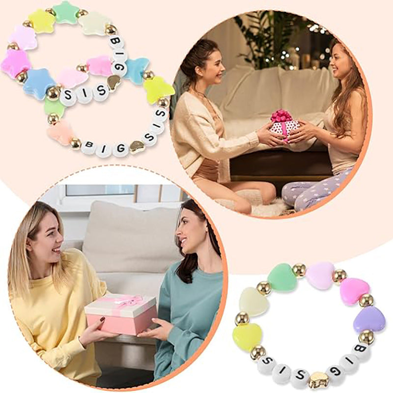 English Alphabet Letters Gift Friendship Color Elastic Bracelet