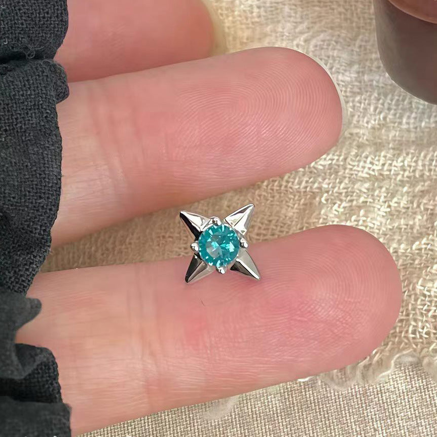 Pa Green Zirconium Umbilicaria Bone Nail Collection Earrings