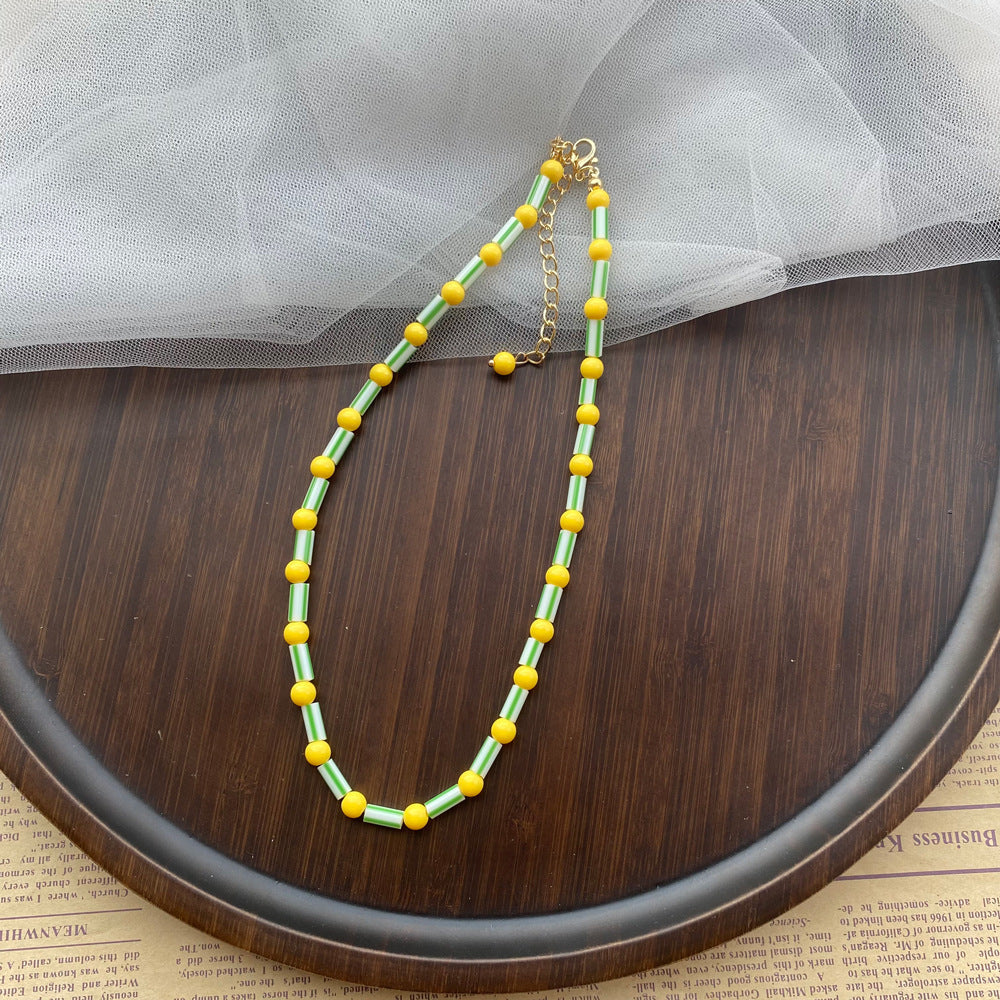 Fashion Color Handmade Woven Bead Ethnic Style Rainbow Necklaces