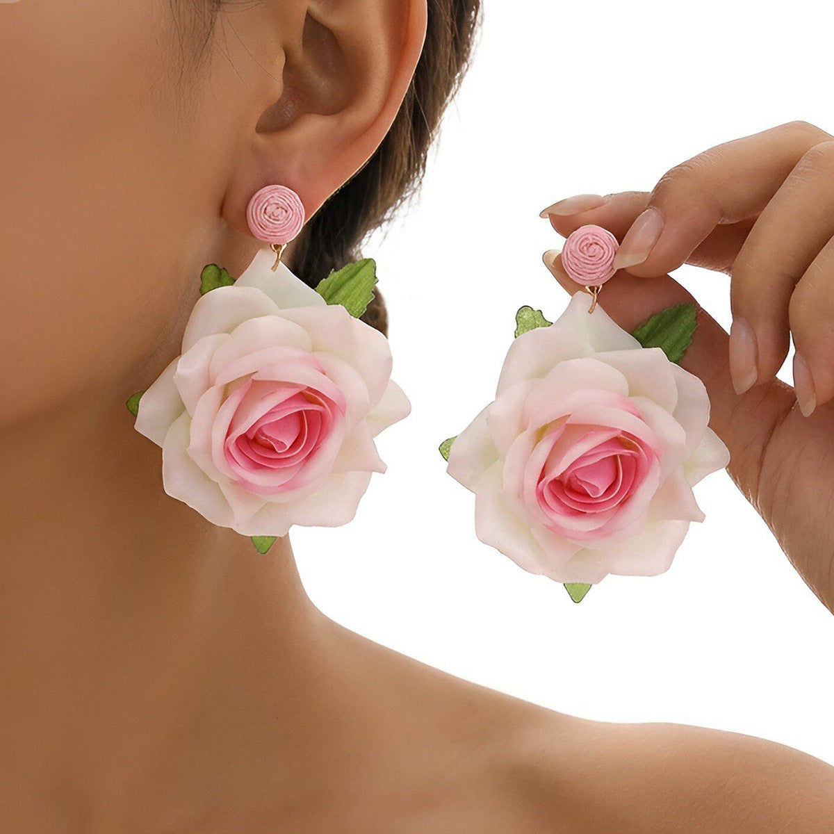 Women's Artificial Flower Light Luxury High-grade Temperament Sweet Earrings