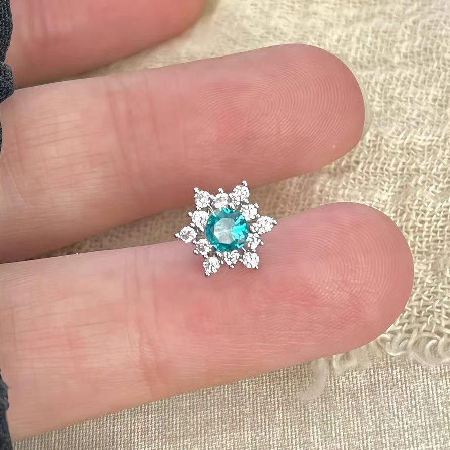 Pa Green Zirconium Umbilicaria Bone Nail Collection Earrings