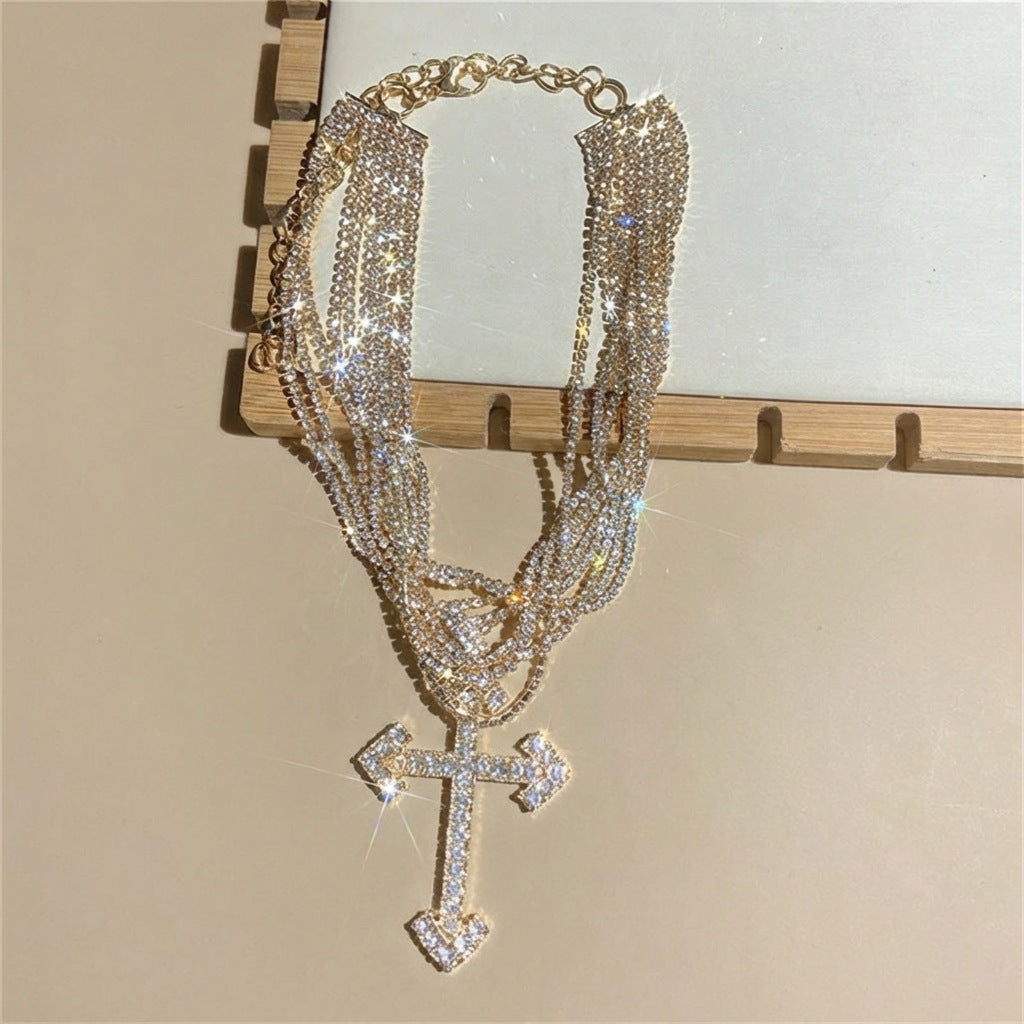 Women's Street Design Sense Niche Cross Hip Hop Ear Personality Trendy Necklace