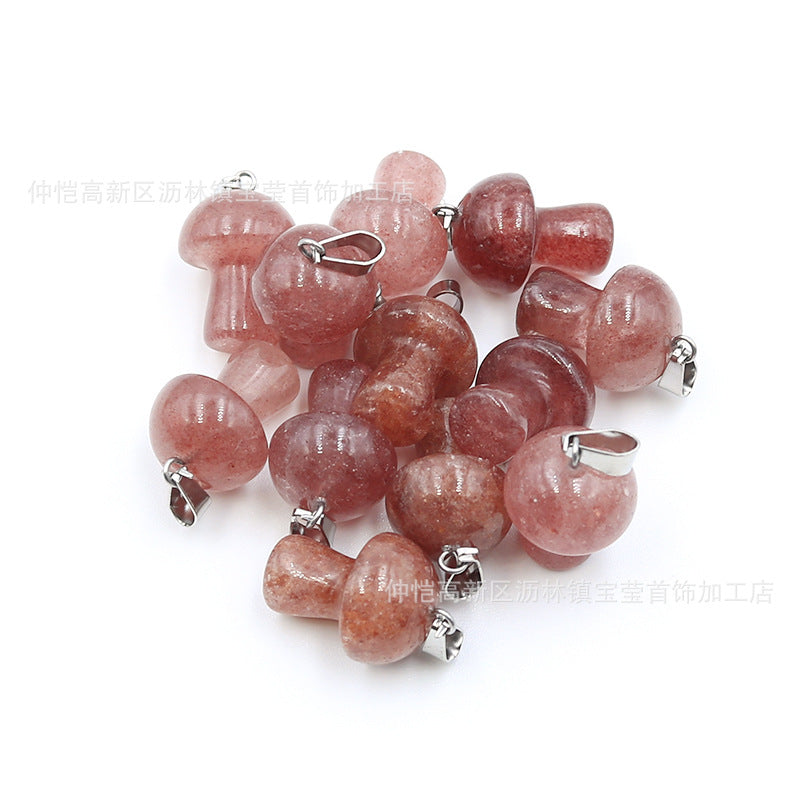 Natural Stone Mini Small Mushroom Agate Pendant
