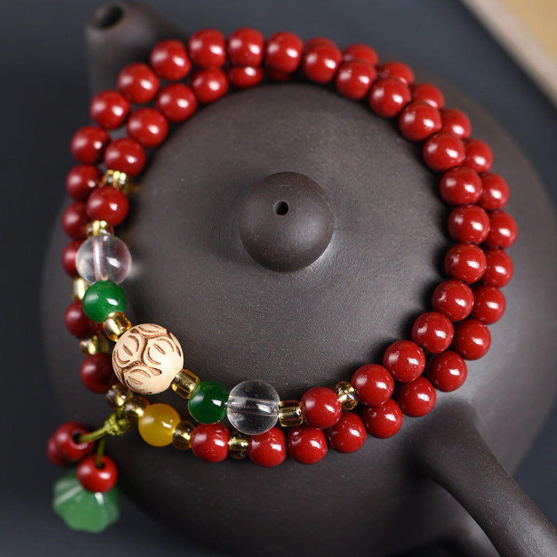 Women's Double Circle Buddha Beads Multi String Life Red Bracelets