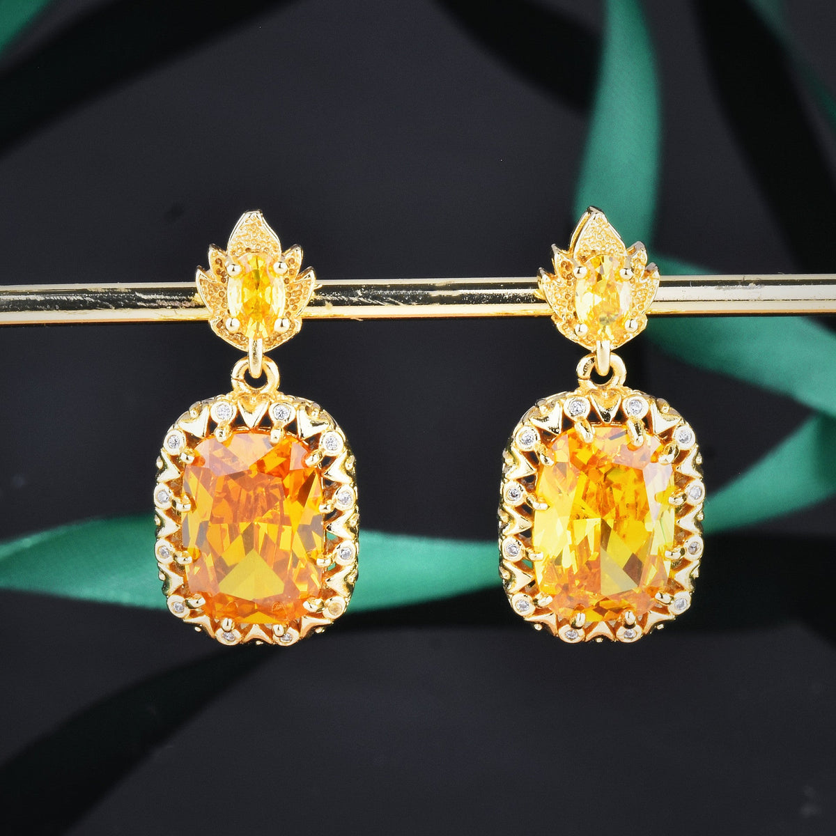 Super Flash High Carbon Diamond Yellow Purple Jewelry Set
