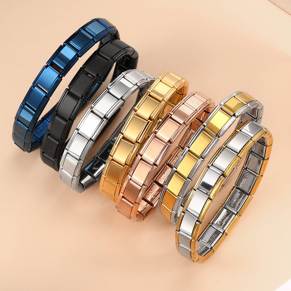 Vacuum Real Gold Plating Italian Module Square Bracelets