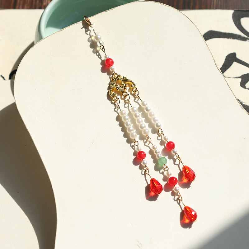 Style Tassel Circular Fan Clothing Hairpin Matching Pendant